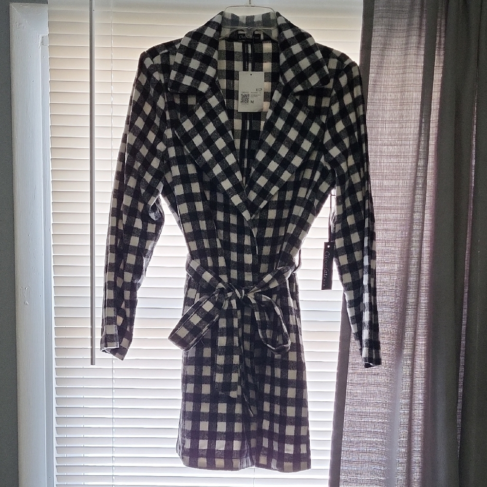 Forever 21 Black and White Plaid Coat